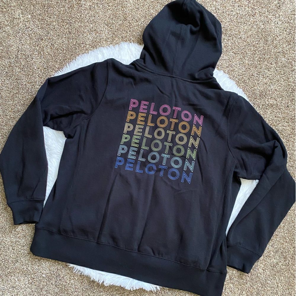 Peloton Sweat Hoodie Jacket Black Multi Color Hooded Zip Lightweight Women’s 1X‎